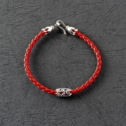 PJ Dagger Leather Bracelet / Red