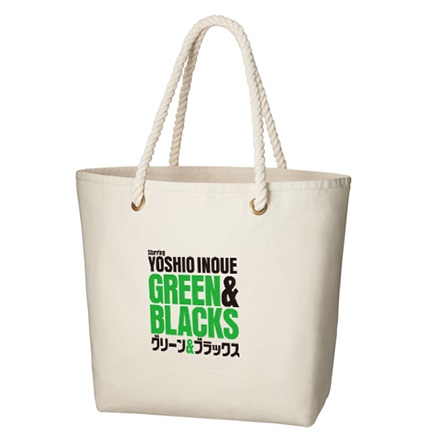 【WOWOW】GREEN&BLACKS ロゴ キャンバスマリントート　ナチュラル