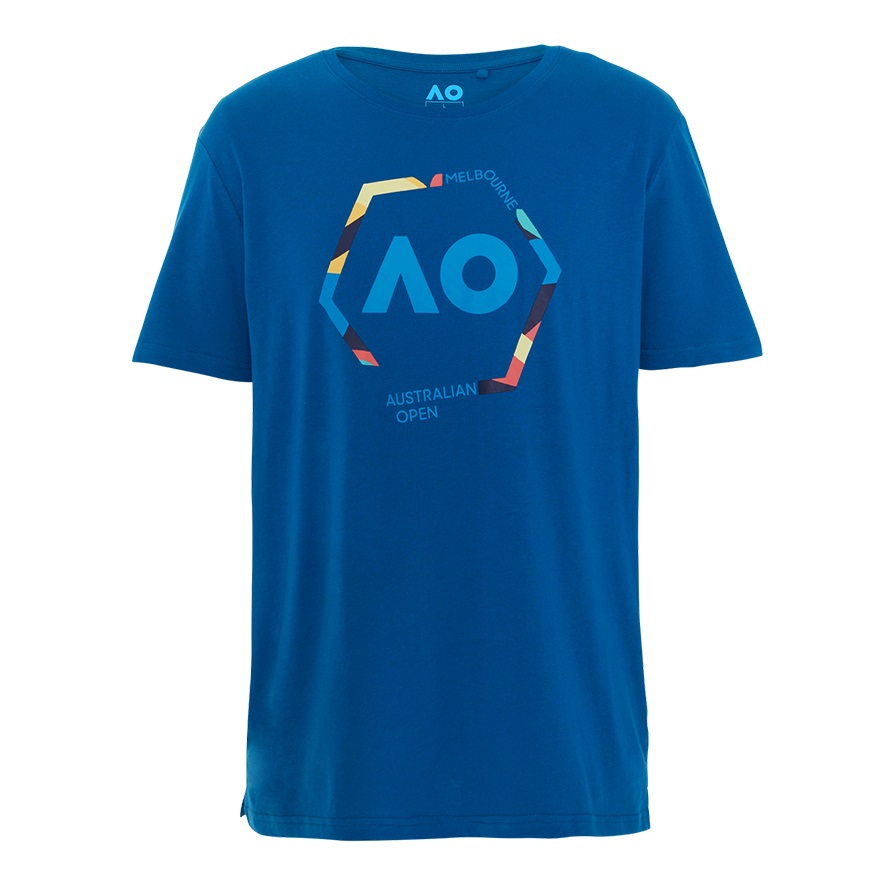 【全豪オープンテニス2022】メンズ　Tシャツ　Round Logo（ブルー）(L)
