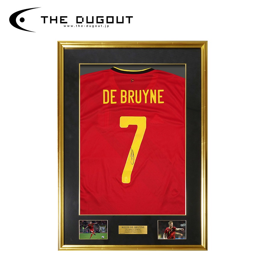 【サッカー／国代表】デ・ブライネ直筆サイン入り　ベルギー代表　2020-2021ホームユニフォーム　特製フレーム*(FREE)
