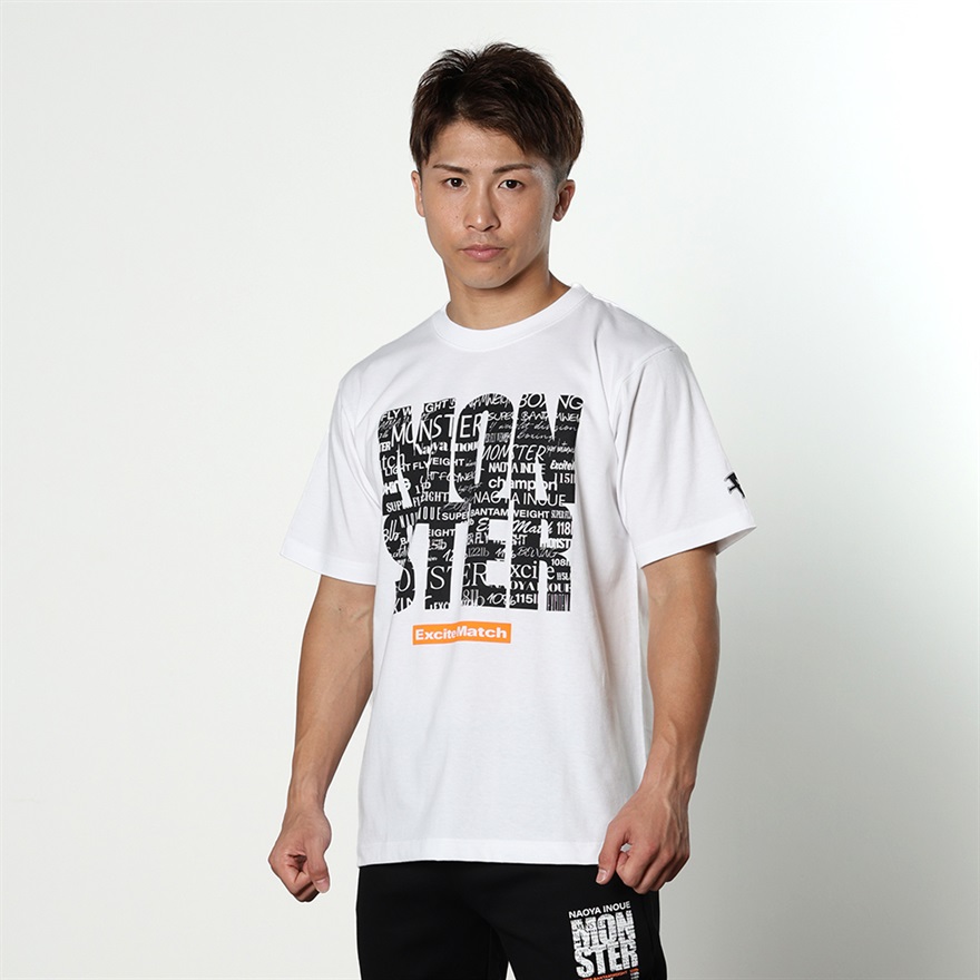 【NAOYA INOUE × ExciteMatch】MONSTER コットンTシャツ（スクエアロゴ）ホワイト