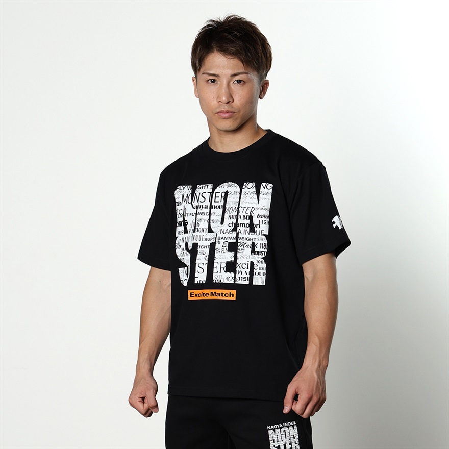 【NAOYA INOUE × ExciteMatch】MONSTER コットンTシャツ（スクエアロゴ）ブラック