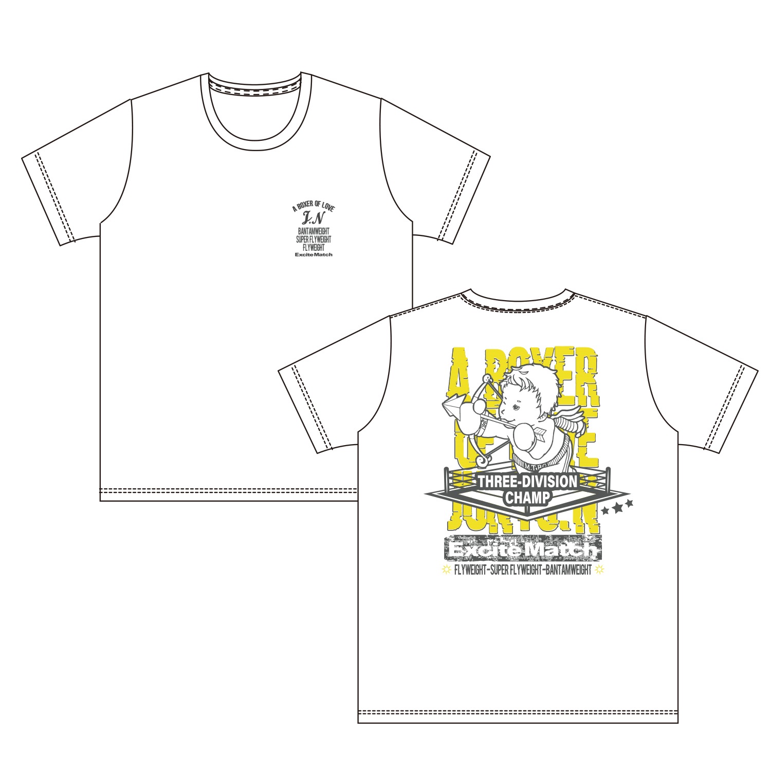 【JUNTO NAKATANI × ExciteMatch】3階級制覇 Tシャツ　ホワイト(XL)