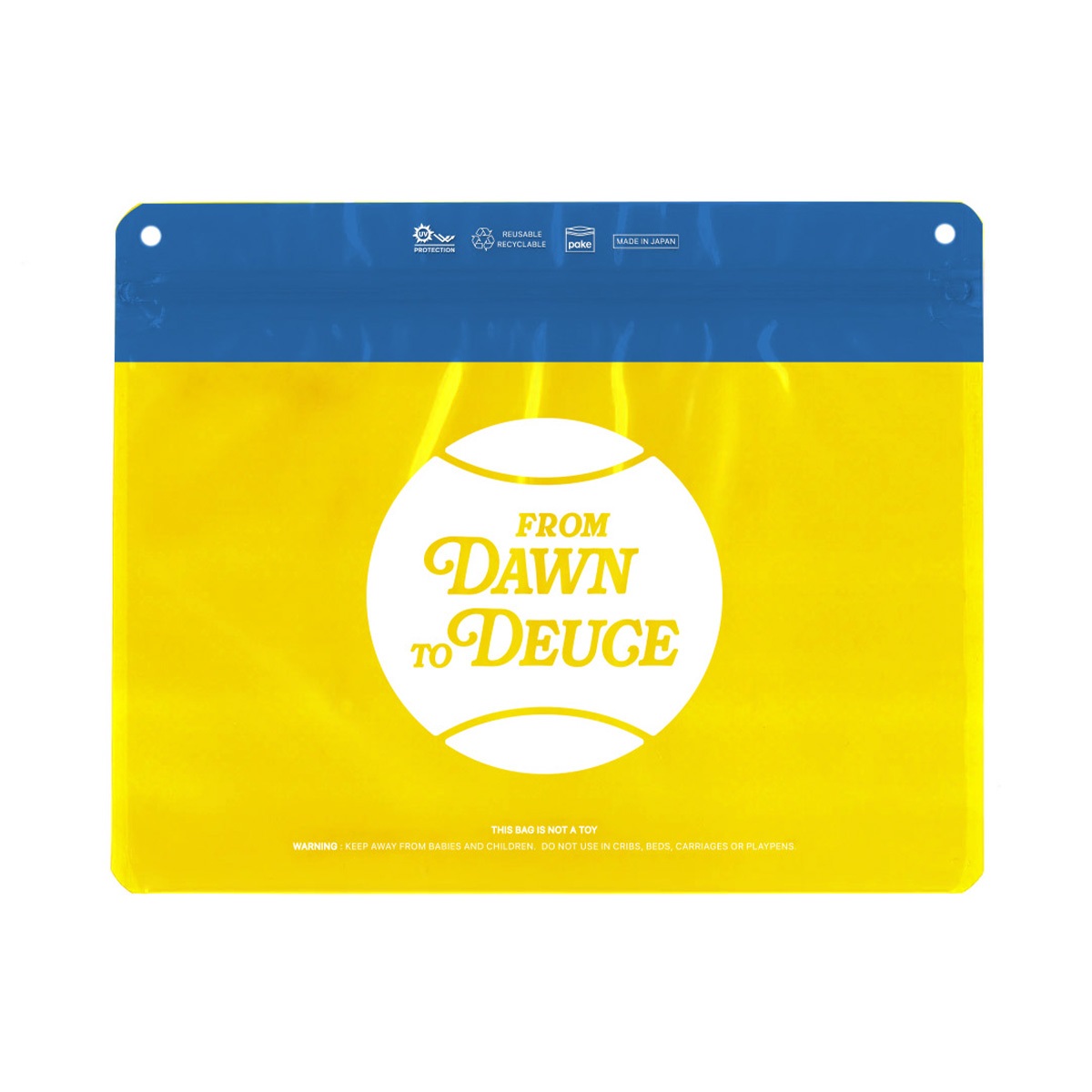 【テニス WOW on Court】WOWOWオリジナル Pake(R) ジップバッグ  “From Dawn to Deuce”（Yellow/Blue）