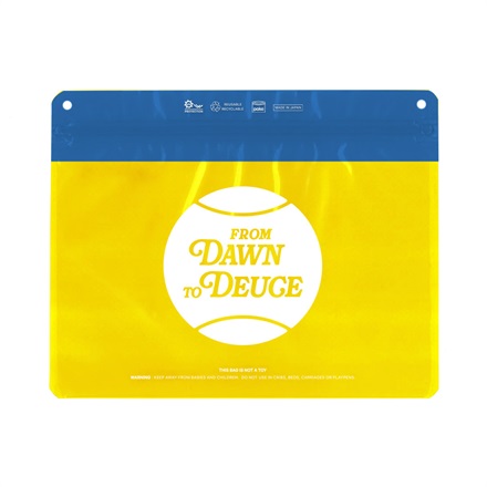 【テニス WOW on Court】WOWOWオリジナル Pake(R) ジップバッグ  “From Dawn to Deuce”（Yellow/Blue）